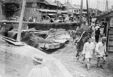 Japanese typhoon-boats washed a mile inland at Tokyo, (1911?). Creator: Bain News Service