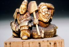 Japenese Netsuke, The Two Heroes, Benkei and Yoshitune, 19th century