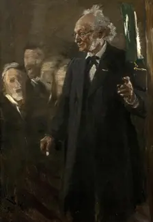 Japetus Steenstrup, professor of zoology, gives a lecture, 1895. Creator: Peder Severin Kroyer