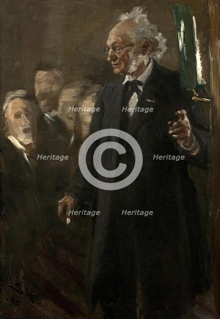 Japetus Steenstrup, professor of zoology, gives a lecture, 1895. Creator: Peder Severin Kroyer.