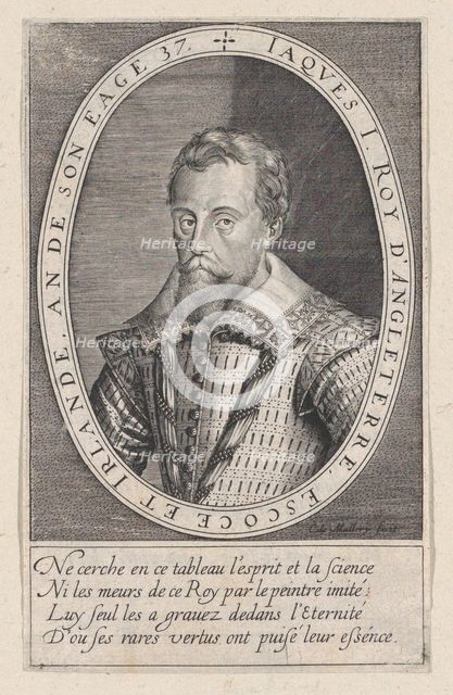 Jaques I Roy d'Angleterre (King James I of England), ca. 1603 Creator: Karel van Mallery.