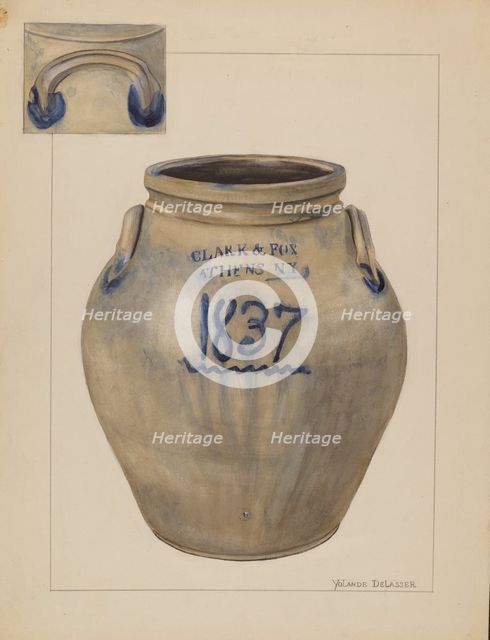 Jar, c. 1936. Creator: Yolande Delasser.