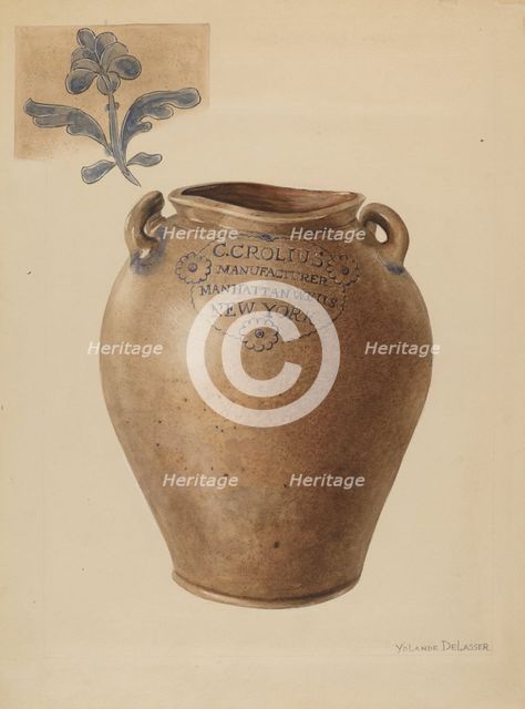 Jar, c. 1936. Creator: Yolande Delasser.