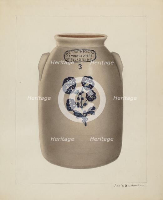Jar, c. 1937. Creator: Annie B Johnston.