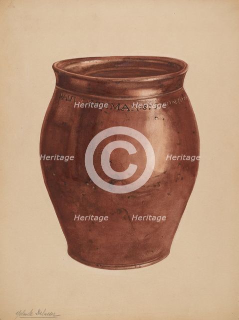 Jar, c. 1937. Creator: Yolande Delasser.