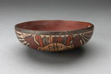 Jar Cover Depicting Costumed Figure with Bird Attributes, 180 B.C./A.D. 500. Creator: Unknown