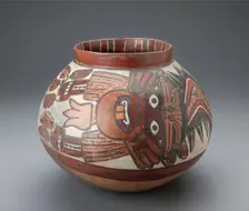 Jar Depicting a Costumed Ritual Performer Holding Plants, 180 B.C./A.D. 500. Creator: Unknown