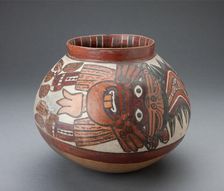 Jar Depicting a Costumed Ritual Performer Holding Plants, 180 B.C./A.D. 500. Creator: Unknown