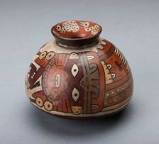 Jar Depicting a Costumed Ritual Performer Wearing Feline Mask, 180 B.C./A.D. 500. Creator: Unknown