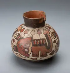 Jar Depicting a Feline with Vegetal Motifs Emerging from its Body, 180 B.C./A.D. 500. Creator: Unknown