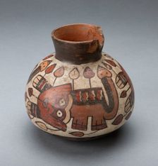 Jar Depicting a Feline with Vegetal Motifs Emerging from its Body, 180 B.C./A.D. 500. Creator: Unknown