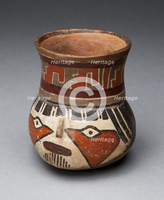 Jar Depicting a Head with Face Painting, 180 B.C./A.D. 500. Creator: Unknown.