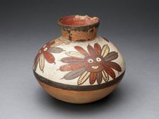 Jar Depicting Abstract Face Surrounded by Feather Motifs, 180 B.C./A.D. 500. Creator: Unknown