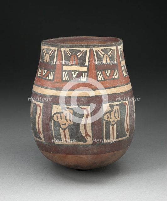 Jar Depicting Bands of Trophy Heads and Seeds, 180 B.C./A.D. 500. Creator: Unknown.