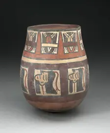 Jar Depicting Bands of Trophy Heads and Seeds, 180 B.C./A.D. 500. Creator: Unknown