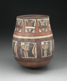 Jar Depicting Bands of Trophy Heads and Seeds, 180 B.C./A.D. 500. Creator: Unknown