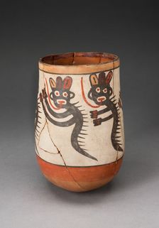 Jar Depicting Composite Feline and Serpent Beings, Heavily Restored, 180 B.C./A.D. 500. Creator: Unknown