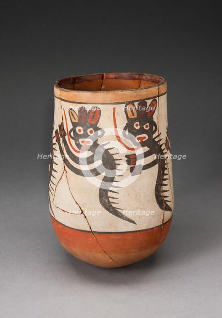 Jar Depicting Composite Feline and Serpent Beings, Heavily Restored, 180 B.C./A.D. 500. Creator: Unknown.