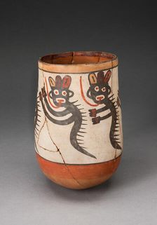 Jar Depicting Composite Feline and Serpent Beings, Heavily Restored, 180 B.C./A.D. 500. Creator: Unknown