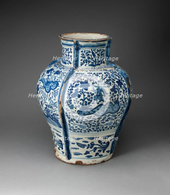 Jar Depicting Figure in an Exotic Landscape, 1675/1750. Creator: Unknown.