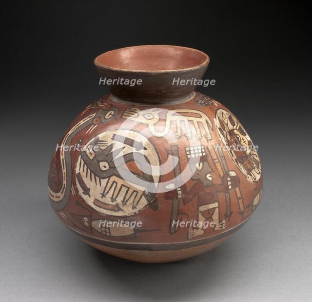 Jar Depicting Hunters with Coyotes, Lizards, Serpents, and Birds, 180 B.C./A.D. 500. Creator: Unknown.