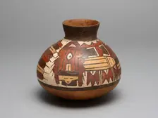 Jar Depicting Performer Wearing an Abstract Bird Costume, 180 B.C./A.D. 500. Creator: Unknown