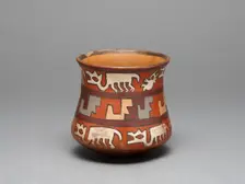 Jar Depicting Rows of Llamas and Abstract Stepped Motifs, 180 B.C./A.D. 500. Creator: Unknown