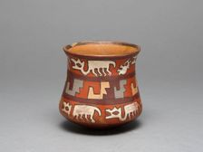 Jar Depicting Rows of Llamas and Abstract Stepped Motifs, 180 B.C./A.D. 500. Creator: Unknown