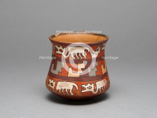 Jar Depicting Rows of Llamas and Abstract Stepped Motifs, 180 B.C./A.D. 500. Creator: Unknown.