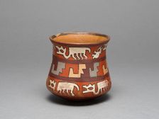 Jar Depicting Rows of Llamas and Abstract Stepped Motifs, 180 B.C./A.D. 500. Creator: Unknown