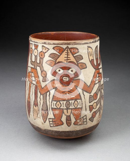 Jar Depicting Standing Figures Holding Plants, 180 B.C./A.D. 500. Creator: Unknown.
