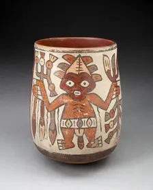 Jar Depicting Standing Figures Holding Plants, 180 B.C./A.D. 500. Creator: Unknown