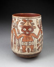 Jar Depicting Standing Figures Holding Plants, 180 B.C./A.D. 500. Creator: Unknown