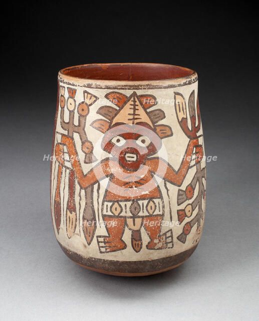 Jar Depicting Standing Figures Holding Plants, 180 B.C./A.D. 500. Creator: Unknown.