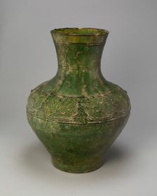 Jar (Hu) with Equestrians and Animals amid Mountains, Han dynasty (206 B.C.-A.D. 220). Creator: Unknown