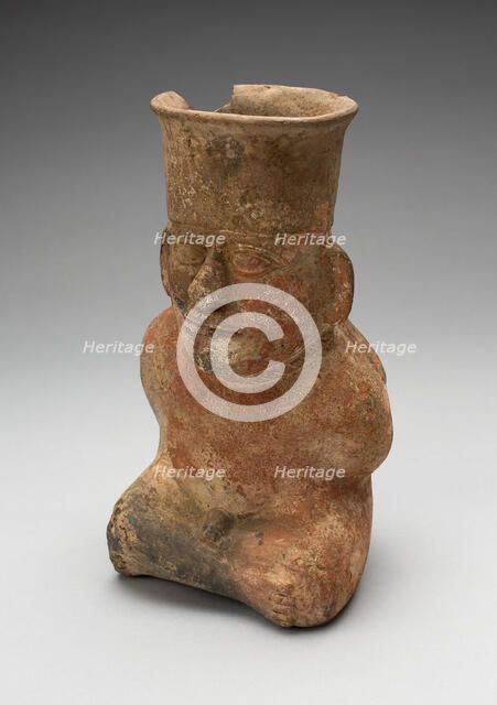 Jar in the Form of a Captive with Modeled Head, Rope Encircling Neck, and Tied Hands, 100 BC/AD 500. Creator: Unknown.