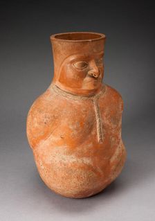 Jar in the Form of a Captive with Modeled Head, Rope Encircling Neck, and Tied Hands, 100 BC/AD 500. Creator: Unknown