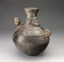 Jar in the Form of a Figure Holding a Drum and Carrying a Child, A.D. 1200/1450. Creator: Unknown