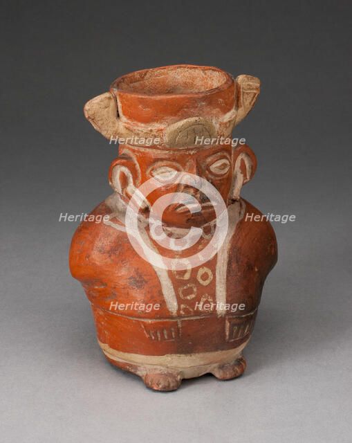 Jar in the Form of a Figure with Modeled Head and Painted Tunic, 100 B.C./A.D. 500. Creator: Unknown.