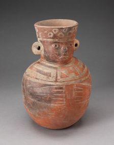 Jar in the Form of a Figure with Modeled Head, Wide Collar, and Incised Hands, 100 B.C./A.D. 500. Creator: Unknown