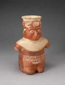 Jar in the Form of a Figure with Patterned Waistband and Lizard Headdress, 100 B.C./A.D. 500. Creator: Unknown