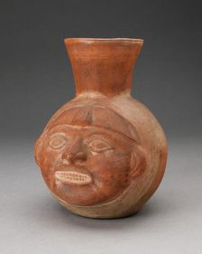 Jar in the Form of a Human Head with Face Painting and Showing Teeth, 100 B.C./A.D. 500. Creator: Unknown