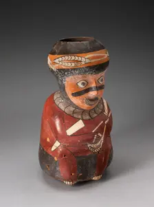 Jar in the Form of a Seated Warrior Holding a Sling and Club, 180 B.C./A.D. 500. Creator: Unknown