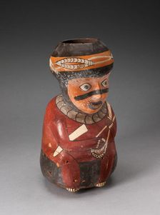 Jar in the Form of a Seated Warrior Holding a Sling and Club, 180 B.C./A.D. 500. Creator: Unknown