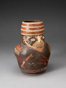 Jar in the Form of a Warrior Holding a Club and Other Weapons, 180 B.C./A.D. 500. Creator: Unknown