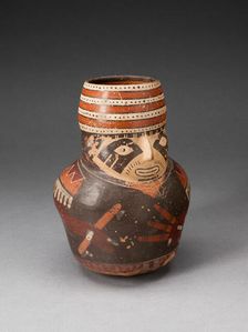 Jar in the Form of a Warrior Holding a Club and Other Weapons, 180 B.C./A.D. 500. Creator: Unknown