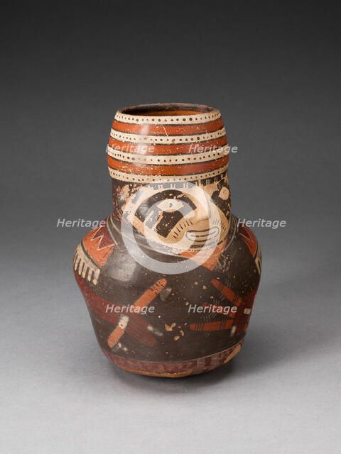 Jar in the Form of a Warrior Holding a Club and Other Weapons, 180 B.C./A.D. 500. Creator: Unknown.