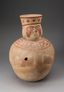 Jar in the Form of an Abstract Figure with Modeled Head and Wide Collar, 100 B.C./A.D. 500. Creator: Unknown