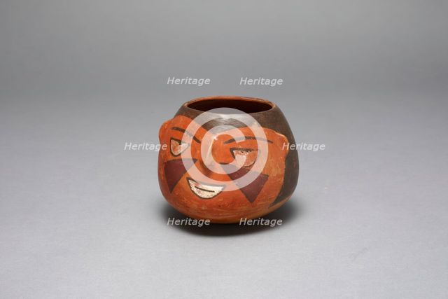 Jar in the Form of an Abstract Human Head, Probably a Trophy Head, 180 B.C./A.D. 500. Creator: Unknown.