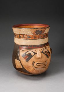 Jar in the Form of an Abstract Human Head with Face Painting, 180 B.C./A.D. 500. Creator: Unknown